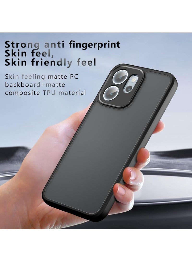Case Cover Shockproof Hard PC Back Soft TPU Frame Matte Black Slim Protective Cover Compatible with Oppo Reno 14F ( Black) - Image 5