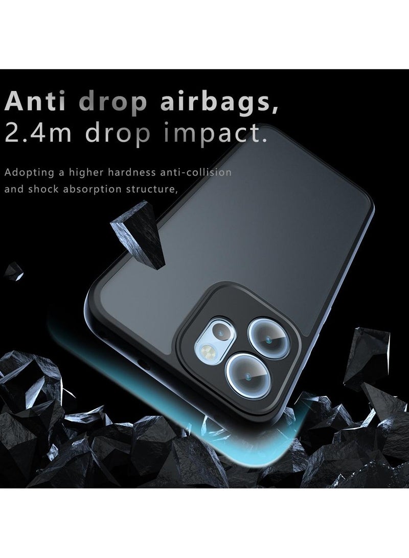 Case Cover Shockproof Hard PC Back Soft TPU Frame Matte Black Slim Protective Cover Compatible with Oppo Reno 14F ( Black) - Image 4