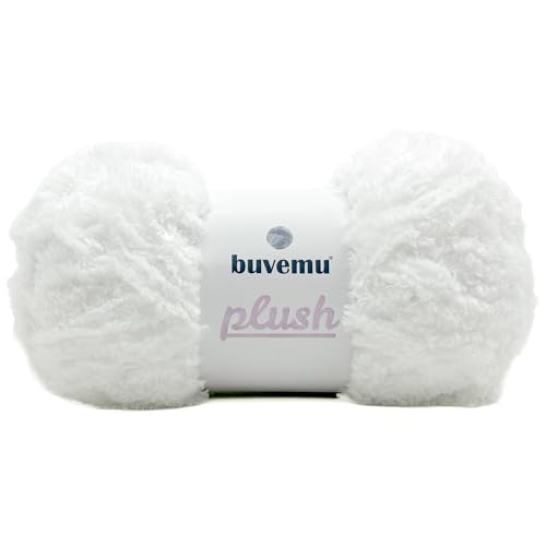 Buvemu Plush Faux Fur Bulky Yarn, Super Soft Fluffy Fuzzy for Knitting Crocheting Crafting, 100 Gram (3.53 Ounces) 109 Yards (100 Meters) (White) - Image 1
