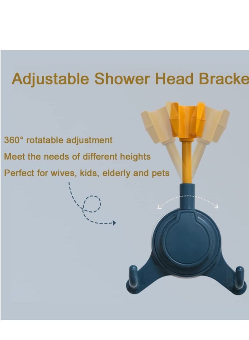 Shower Head Holder, Wall Mount Bracket Removable Suction Cup Rotatable Adjustable for Standard Hose (Blue) - Image 3