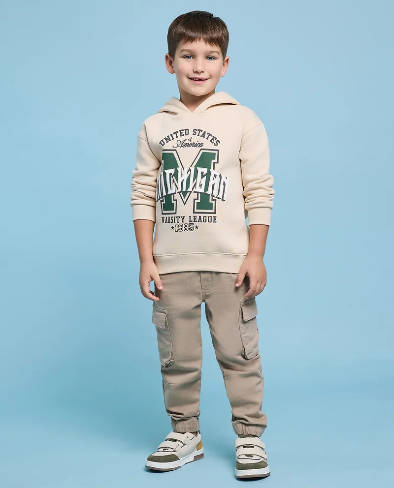 أر أند بي Printed Hoodie with Long Sleeves
