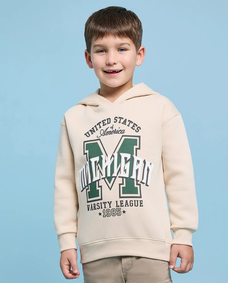 أر أند بي Printed Hoodie with Long Sleeves