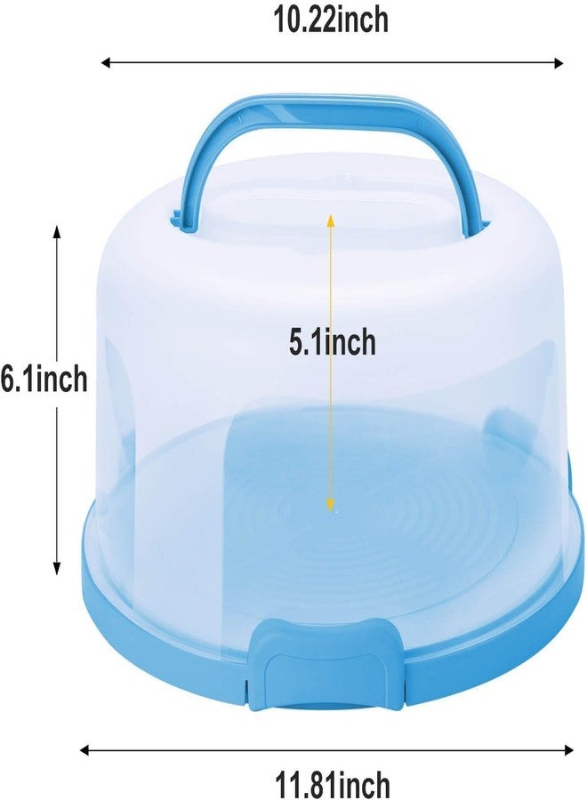 VERAT Cake Carrier with Lid and Handle/Cake Containers/Cake Holder for 11 inch/Cake with 3 Handles Cupcake Carrier/Cake Boxe Packing/Plastic Cover Three Sided Base/Round Storage Carrier(Blue) - Image 2