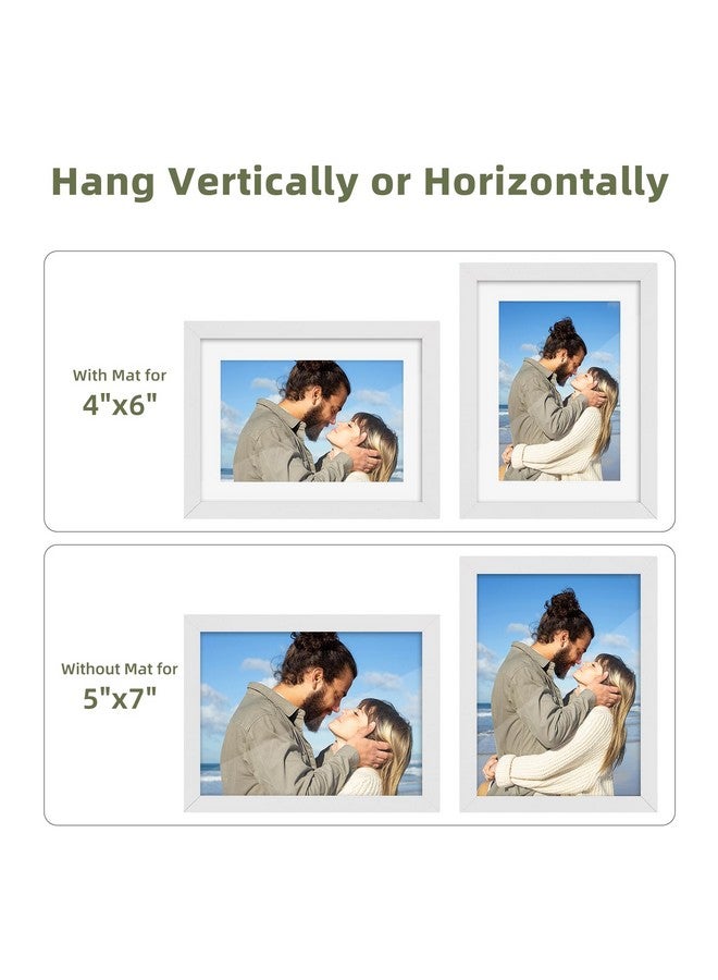 HappyHapi 5x7 Picture Frame Set of 10, White Picture Frame Display Pictures 4x6 with Mat or 5x7 Without, Tabletop or Wall Display, Multi Photo Frames Collage (White) - Image 1