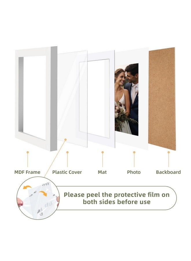 HappyHapi 5x7 Picture Frame Set of 10, White Picture Frame Display Pictures 4x6 with Mat or 5x7 Without, Tabletop or Wall Display, Multi Photo Frames Collage (White) - Image 4