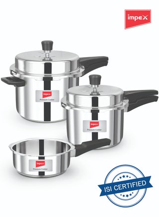 Impex 5, 3, 2Liters Impex Migo Stainless Steel Pressure Cooker