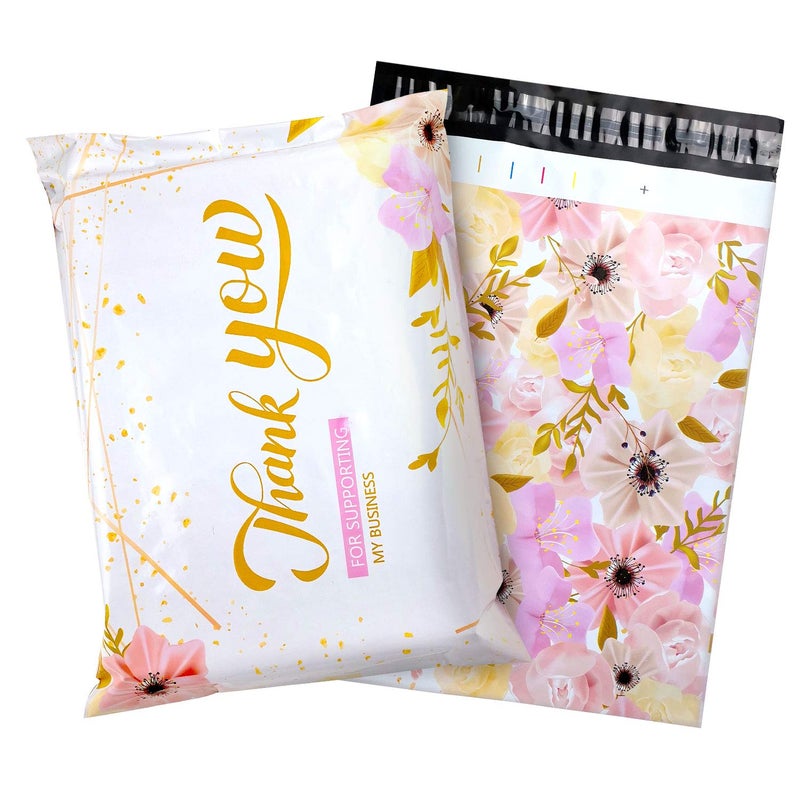 Hatisan 100 Pack Poly Mailers 10x13, Cute Packaging Envelope Mailers Polymailers Packaging for Small Business, Shipping Bags for Clothing Boutique Supplies with Self Seal Strip (Thank You) - Image 1