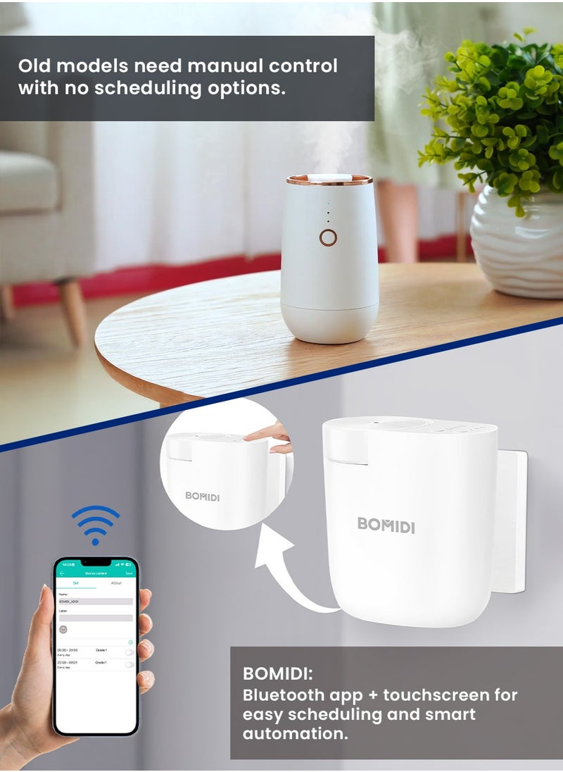Waterless Aromatherapy Diffuser Nebulizer – 60 mL Essential Oil Diffuser for Home, Office, Spa, Yoga, Bedroom | USB & Bluetooth App Control | Venturi Air Pump, 3‑Speed Mist Modes, Ultra‑Quiet (< 41 dB), AD01-White