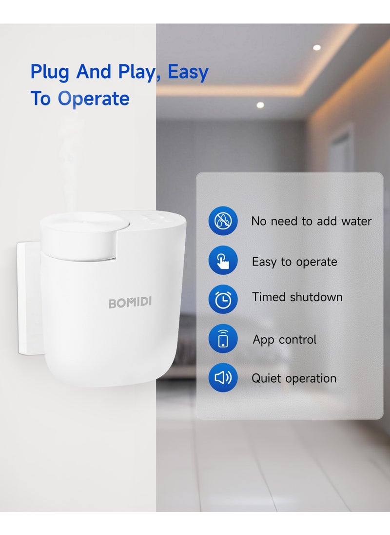 Waterless Aromatherapy Diffuser Nebulizer – 60 mL Essential Oil Diffuser for Home, Office, Spa, Yoga, Bedroom | USB & Bluetooth App Control | Venturi Air Pump, 3‑Speed Mist Modes, Ultra‑Quiet (< 41 dB), AD01-White