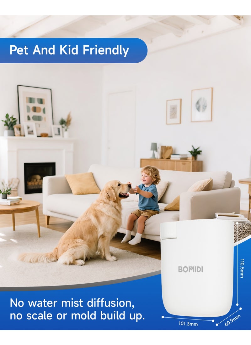 BOMIDI Waterless Aromatherapy Diffuser Nebulizer – 60 mL Essential Oil Diffuser for Home, Office, Spa, Yoga, Bedroom | USB & Bluetooth App Control | Venturi Air Pump, 3‑Speed Mist Modes, Ultra‑Quiet (< 41 dB), AD01-White  - Image 3
