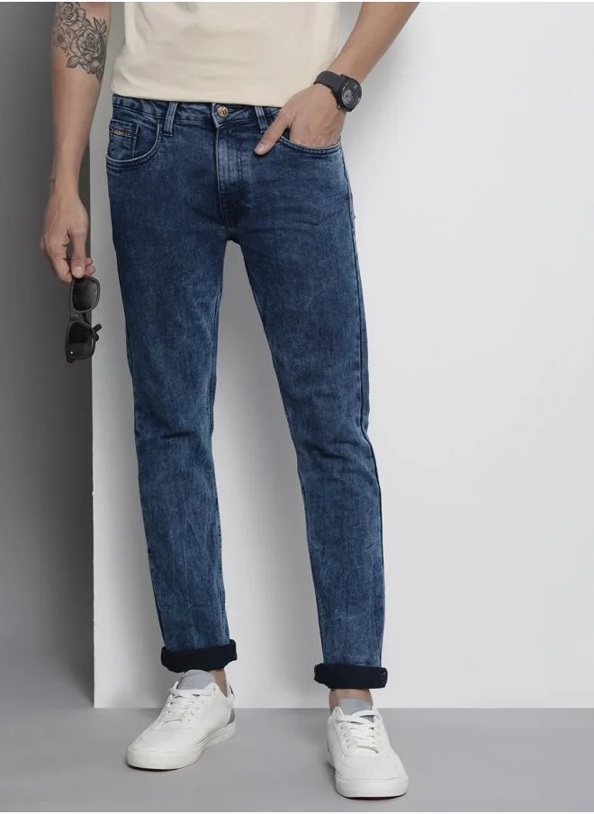 The Indian Garage Co Men Slim Straight Fit Solid Mid-Rise Stretchable Jeans