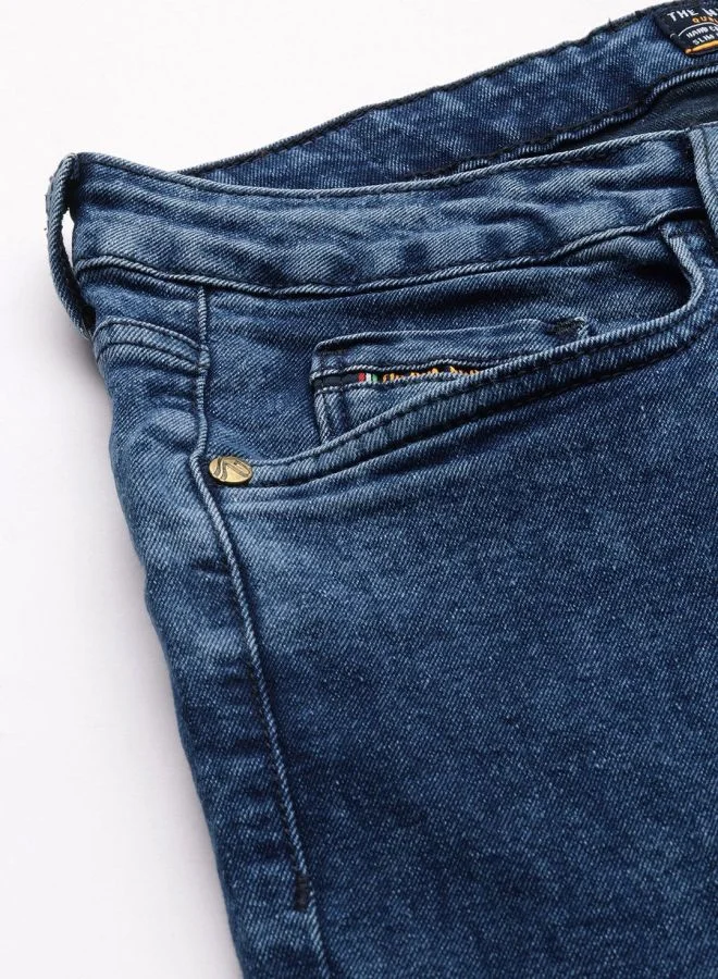The Indian Garage Co Men Slim Straight Fit Solid Mid-Rise Stretchable Jeans