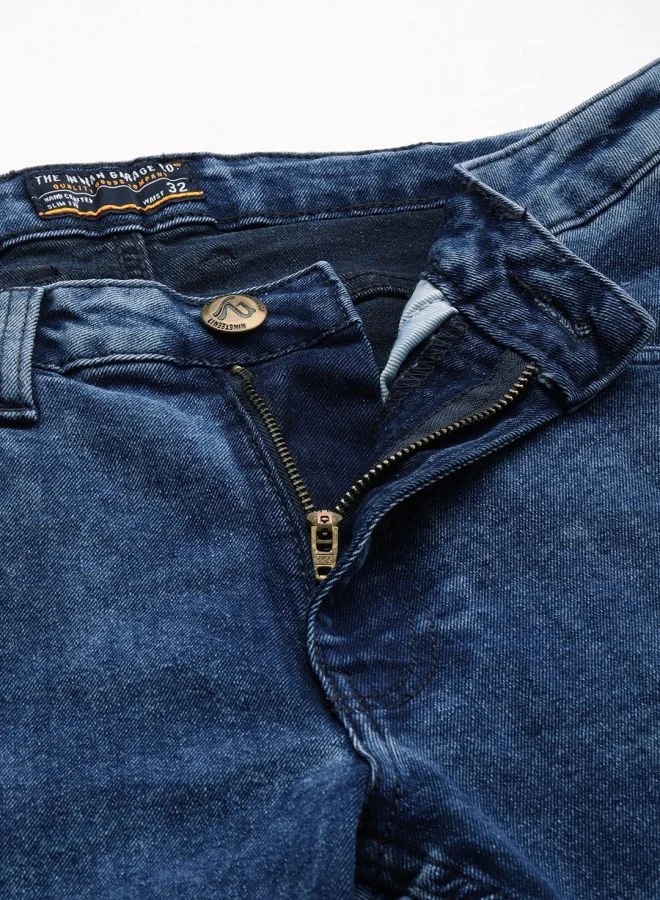 The Indian Garage Co Men Slim Straight Fit Solid Mid-Rise Stretchable Jeans
