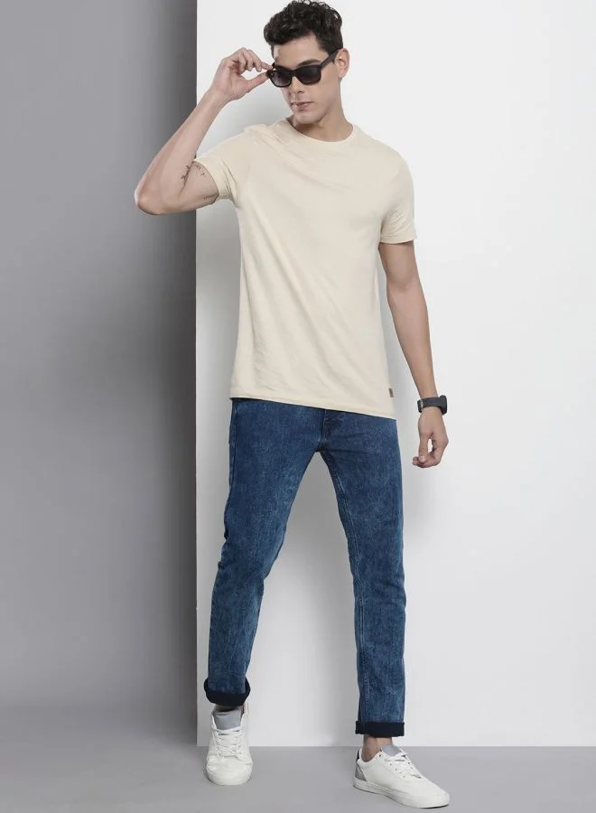 The Indian Garage Co Men Slim Straight Fit Solid Mid-Rise Stretchable Jeans