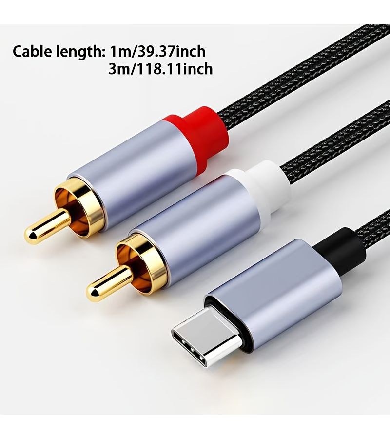 كابل سماعة Type C إلى 2RCA بطول 1 متر لأجهزة الكمبيوتر المحمولة والهواتف (للصوت) - Image 2
