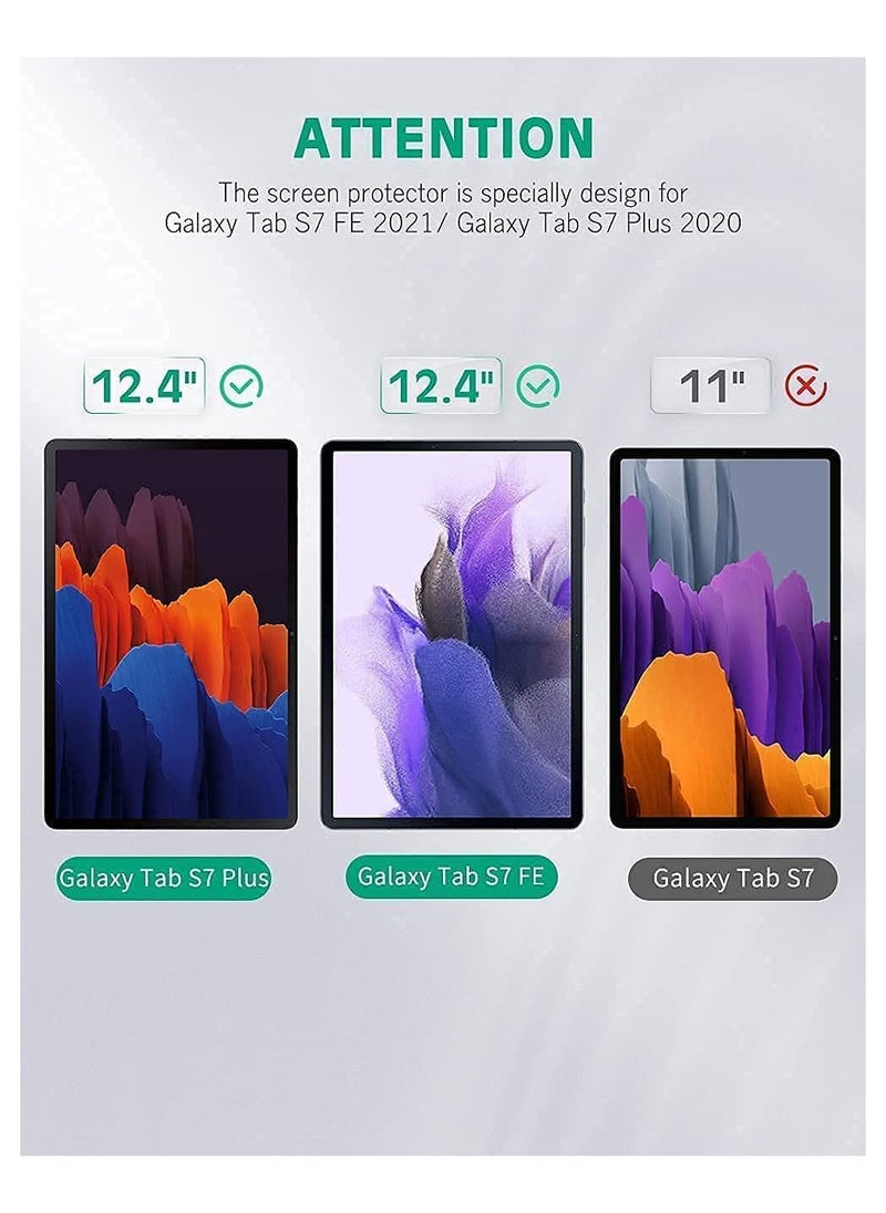 erorex Galaxy Tab S7 FE Screen Protector Clear, Tempered Glass for Galaxy Tab S7 FE 5G (12.4 Inch) SM-T730 / SM-T736B (transparent)  - Image 3
