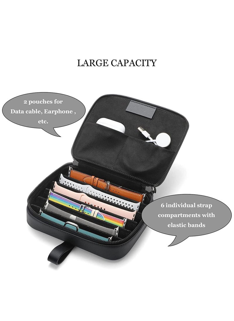 Captaintech PU Leather Waterproof Watch Band Storage Case - Portable Organizer Bag for Watches, Watch Straps, Cables, Chargers, and Headsets - Ideal Travel Accessory for Electronics.  - Image 3