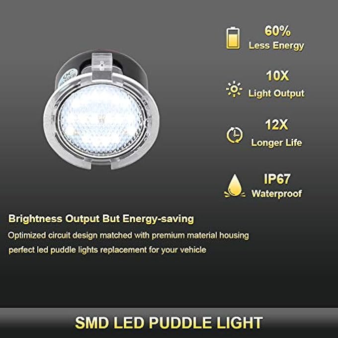 Gempro مجموعة مصابيح مرايا جانبية LED لمصابيح البرك لسيارة تويوتا تندرا 2007-2019، تويوتا سيكويا 2008-2019، لون أبيض 6000 كلفن - Image 3