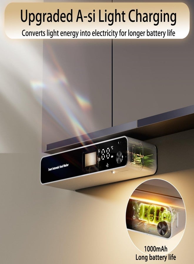 Wekity Automatic Foam Soap Dispenser - Non-Touch, Wall Mounted Soap Dispenser with Light Energy Charging, 10 Pole Dispensing Foam Volume, LED Night Light, Indoor Temperature Monitor (White) - Image 5
