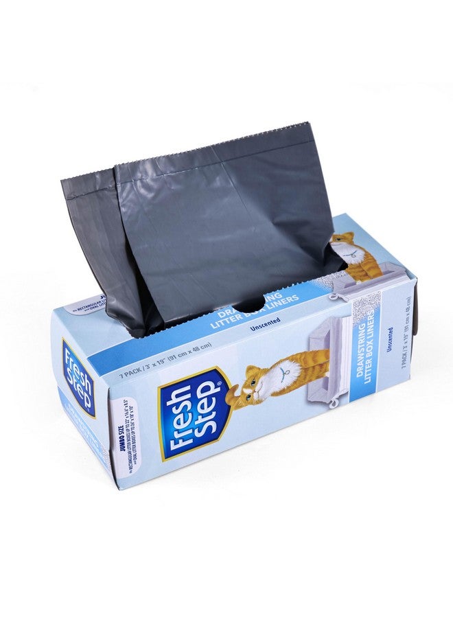 Fresh Step Drawstring Cat Litter Box Liners, Unscented, Jumbo Size, 36" x 19" - 7 Count | Kitty Litter Bags, Cat Litter Liners for All Cats to Keep Your Home Clean - Image 1