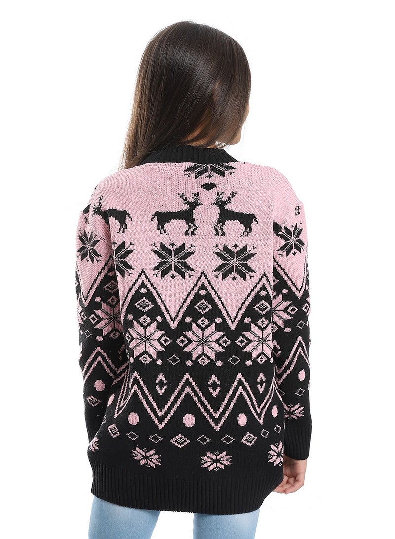 Caesar Girls Wool Pullover With Mutlicolour Design  - Image 4