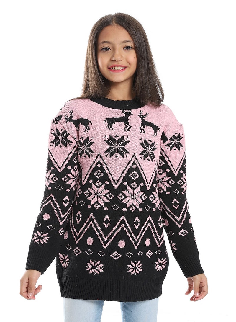 Caesar Girls Wool Pullover With Mutlicolour Design  - Image 1