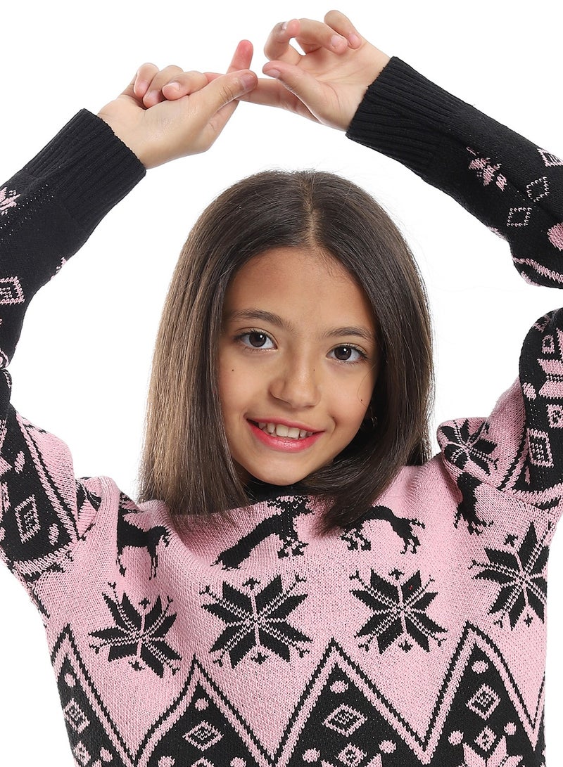 Caesar Girls Wool Pullover With Mutlicolour Design  - Image 3