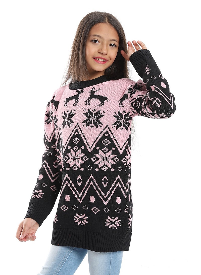 Caesar Girls Wool Pullover With Mutlicolour Design  - Image 2