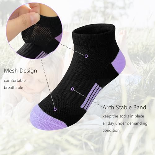 Bemeol Girls Socks 12 Pairs Ankle Athletic Socks Cotton Sports Sock For Little Big Kids(7-10 Years) - Image 5