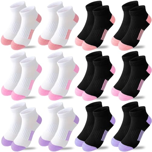 Bemeol Girls Socks 12 Pairs Ankle Athletic Socks Cotton Sports Sock For Little Big Kids(7-10 Years) - Image 1