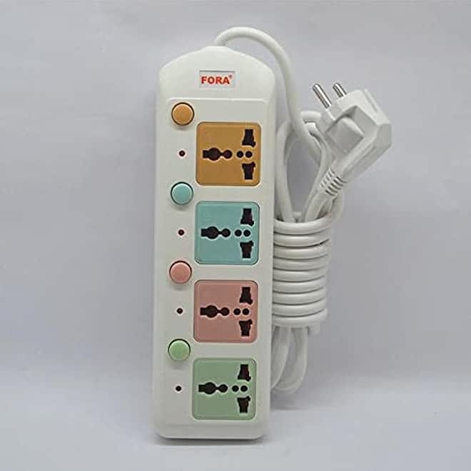 FORA 10A Extension Socket with 4 Way Cable AC Conducting Plugs (3m)