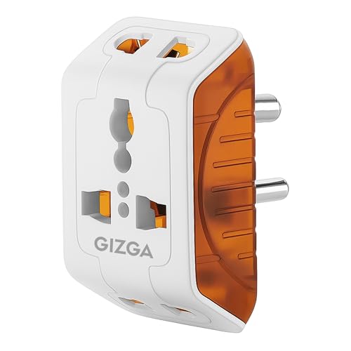 Gizga Essentials 3 Pin Multi Plug Socket | Universal Travel Adaptor with Multiple Charging Ports, 6A Support, Compact Design | for Laptop, Smartphone, Hair Dryer, Iron - Image 1