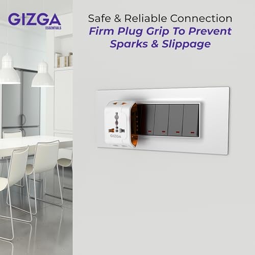 Gizga Essentials 3 Pin Multi Plug Socket | Universal Travel Adaptor with Multiple Charging Ports, 6A Support, Compact Design | for Laptop, Smartphone, Hair Dryer, Iron - Image 4