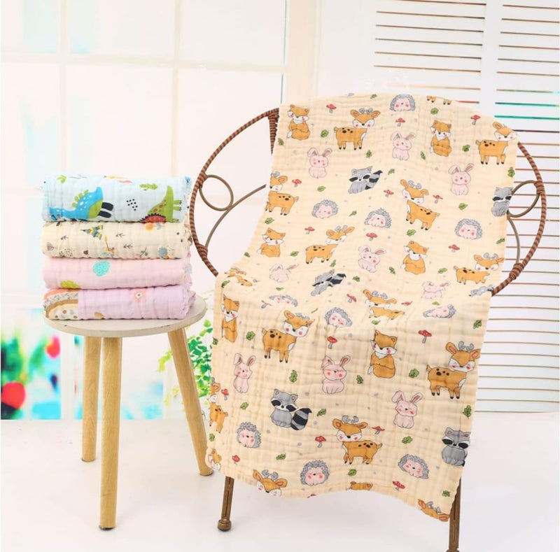 TERI BERI Muslin Cotton Printed Bath Towel for Babies Cotton Super Soft Towels for Newborn Baby Highly Absorbent Bathing Towel,Kids Boys and Girls Size 50 x 100 cm (Multicolor Printed (Pack of 1)) - Image 2