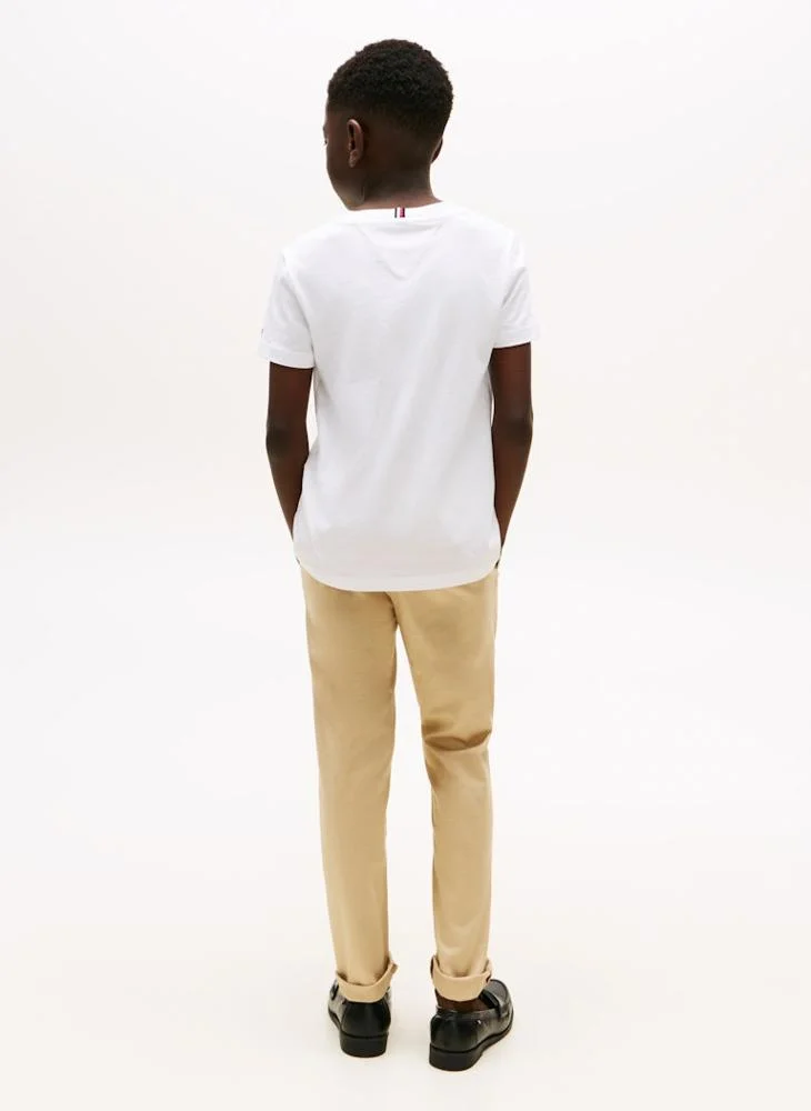تومي هيلفيغر Kids Script Flag Print Crew Neck T-Shirt