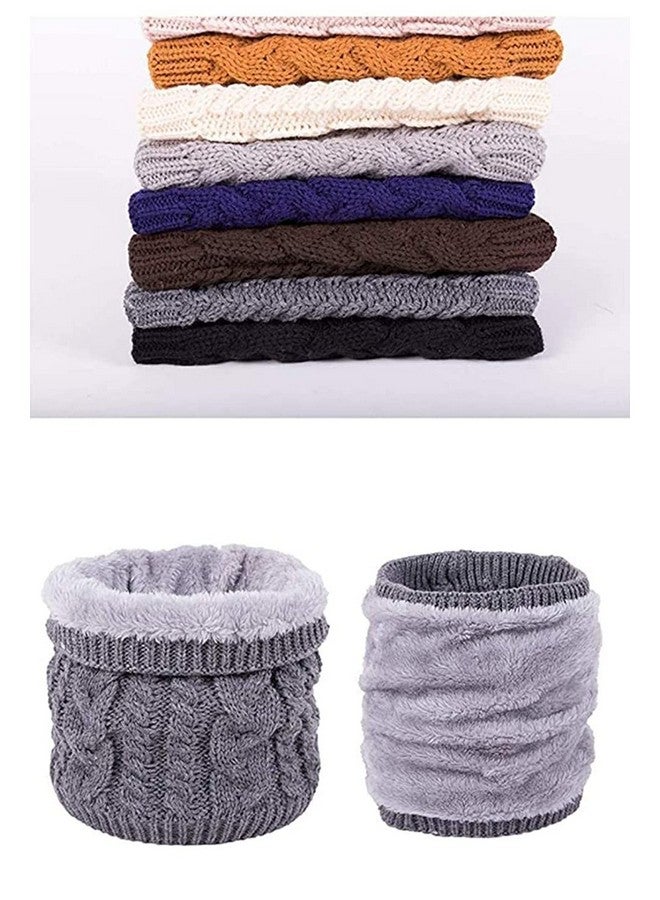 NIUE Unisex Double-Layer Soft Fleece Lined Thick Knit Neck Warmer Circle Scarf Windproof (Blue) - Image 2