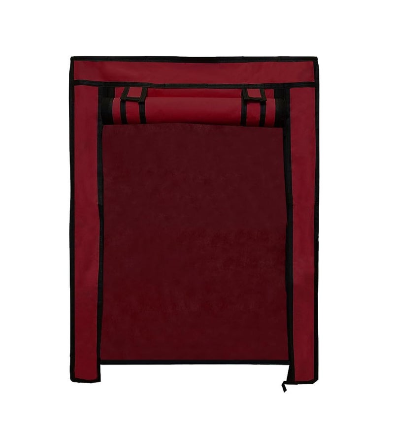 PHILOSHOP 4 Layer Shoe Rack Cover Only – Maroon Portable Foldable Non-Woven Zipper Fabric Cover for Shoe Stand – Dustproof, Breathable Shoe Organizer - Image 1