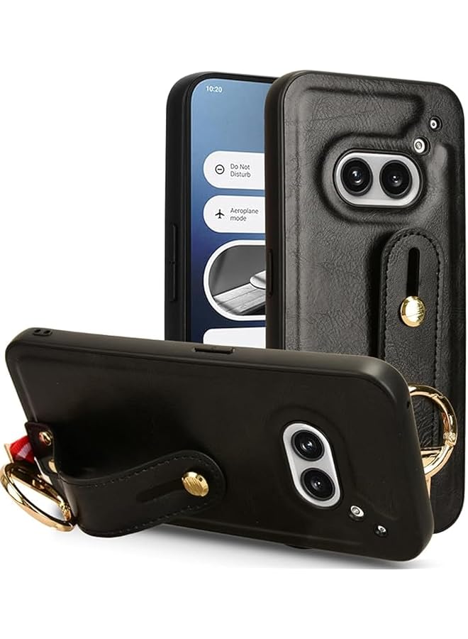 إيروريكس متوافق مع هاتف Nothing Phone 2A، غطاء خلفي مقاوم للصدمات مع حلقة معصم لهاتف Nothing Phone 2A، جراب جلدي واقي للهاتف باللون الأسود - Image 1