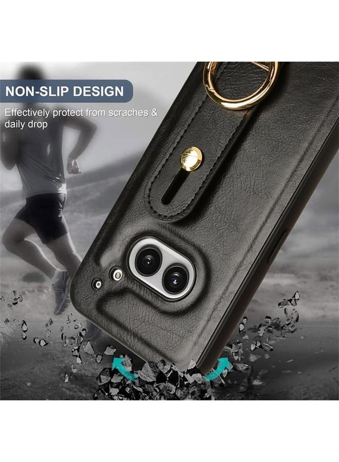 إيروريكس متوافق مع هاتف Nothing Phone 2A، غطاء خلفي مقاوم للصدمات مع حلقة معصم لهاتف Nothing Phone 2A، جراب جلدي واقي للهاتف باللون الأسود - Image 4