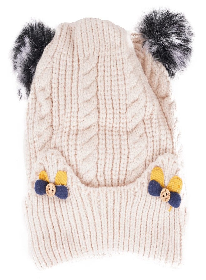 Zacharias Unisex Baby Kids Winter Woolen 2 Pom Pom Cap (3-24 Months) (2P-01) (Beige) - Image 1