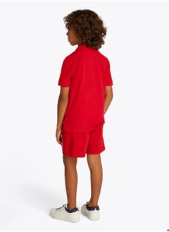 TOMMY HILFIGER Boys' Essential Flag Embroidery Regular Fit Polo - Cotton, Red  - Image 3