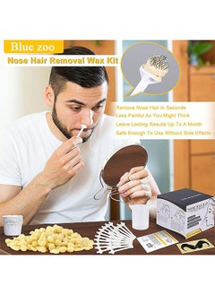 Blue zoo Nose Wax Kit, Nose Ear Hair Instant Removal Kits, Multicolour Wax Beans Kit  - Image 4