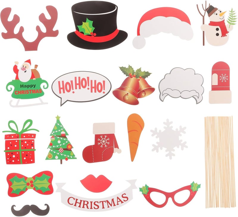 Amosfun 19pcs Christmas Snowman Doll Photo Props Gloves Bells Boots DIY Party Supplies - Image 1