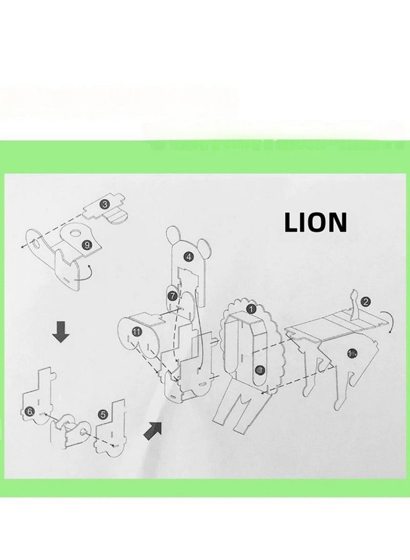 أحجية حيوانات حديقة الحيوانات للأطفال: طقم نموذج ورقي ثلاثي الأبعاد لأسد - لعبة تعليمية سهلة البناء لتعزيز الذكاء المكاني - Image 3