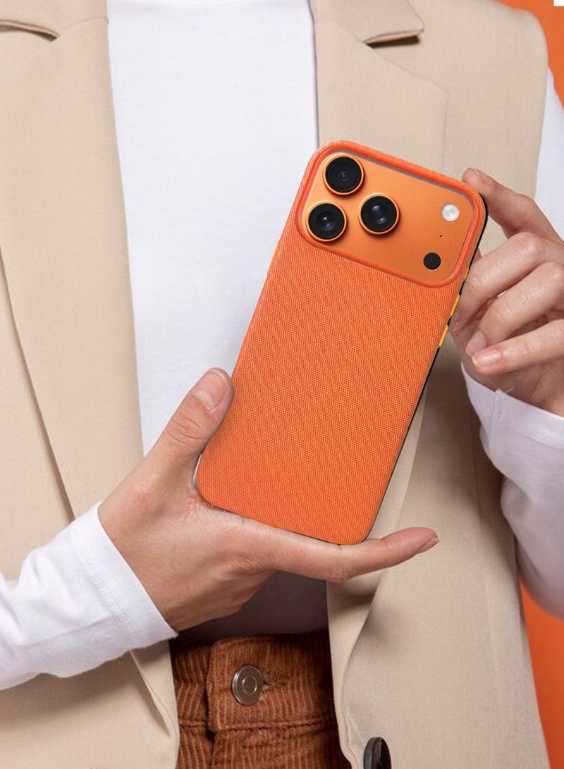 CATANES Tech Woven Case Cover for iPhone 17 Pro Max – Slim Protective Textured Back Case - Cosmic Orange - Image 5
