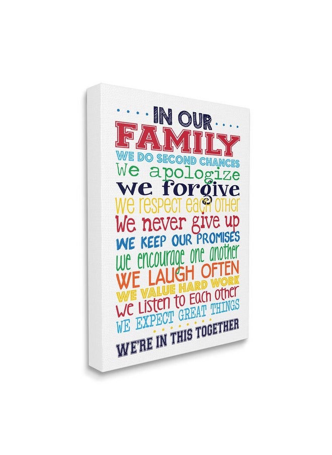 Stupell Industries - In Our Family Rainbow Typog Canvas Wall Art 24X30 Design By Artist Erica Billups - Image 1