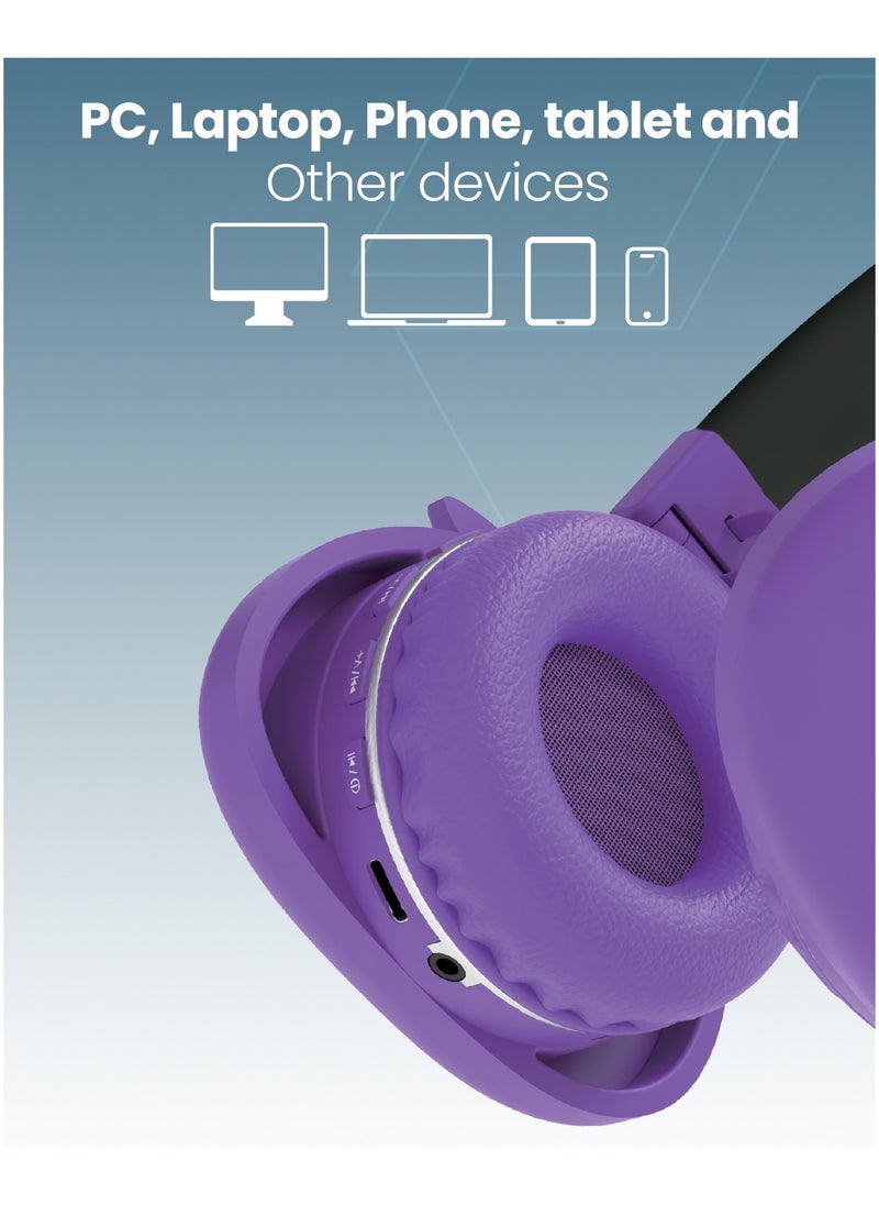 Moxedo - Moxedo Junior Wireless On-Ear Headphones for Kids Adjustable Foldable Design Stereo Headphone 90dB with Built-In Microphone Compatible for iPad/Phone/Tablet and Other Devices (Junior Koda) - Image 1