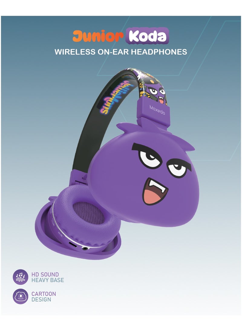 Moxedo - Moxedo Junior Wireless On-Ear Headphones for Kids Adjustable Foldable Design Stereo Headphone 90dB with Built-In Microphone Compatible for iPad/Phone/Tablet and Other Devices (Junior Koda) - Image 1