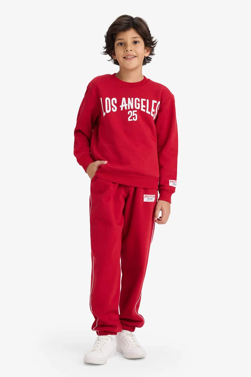 ديفاكتو Boy Printed Sweatshirt Sweatpants 2 Piece Set
