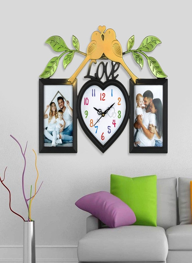 Harbour Analog Latest Stylish New Models Wall Clock with Photo Frames (Size Height 29 CM X Width 49 CM)- Home Decor Big Size Wall Clock MZ 771 WL 2-Plastic,Black - Image 1